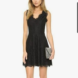 Joie Nikolina Black Eyelash Lace Fit and Flare Sleeveless Mini Dress